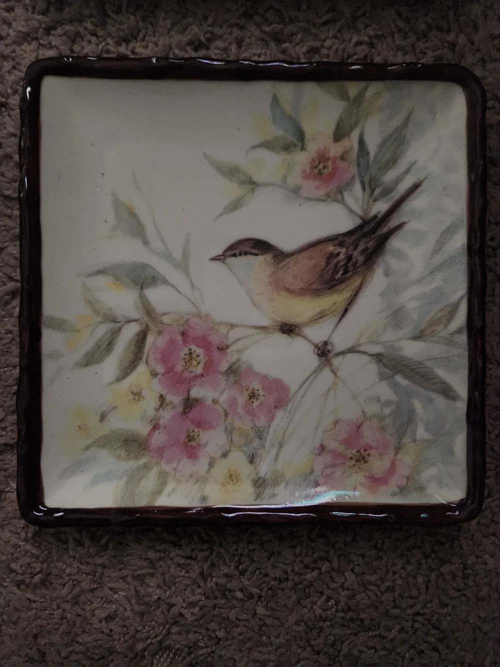 Bird Plates Summerset Song 7” Square Stoneware by Susan Winget Set of 4